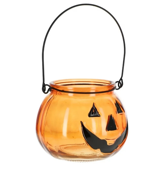 New Halloween Fall Pumpkin Glass Tea Light Candle Holder Decoration - Picture 2 of 2
